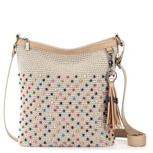 The Sak Lucia Crochet Crossbody Bag • Natural Multi Bead Boho Y2K Texture Whimsy